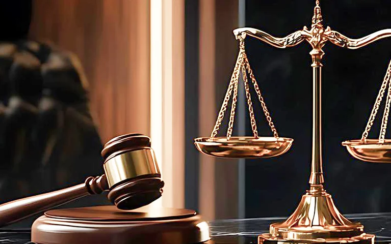 a gavel and a scale
