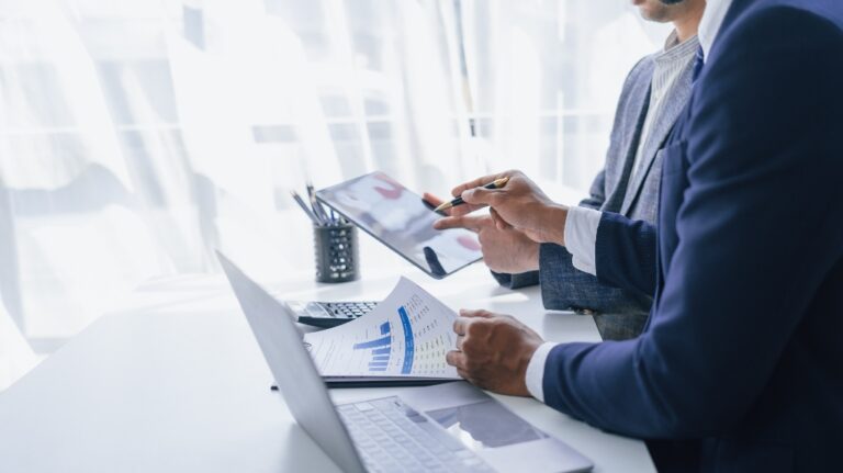 man is consulting with lawyer